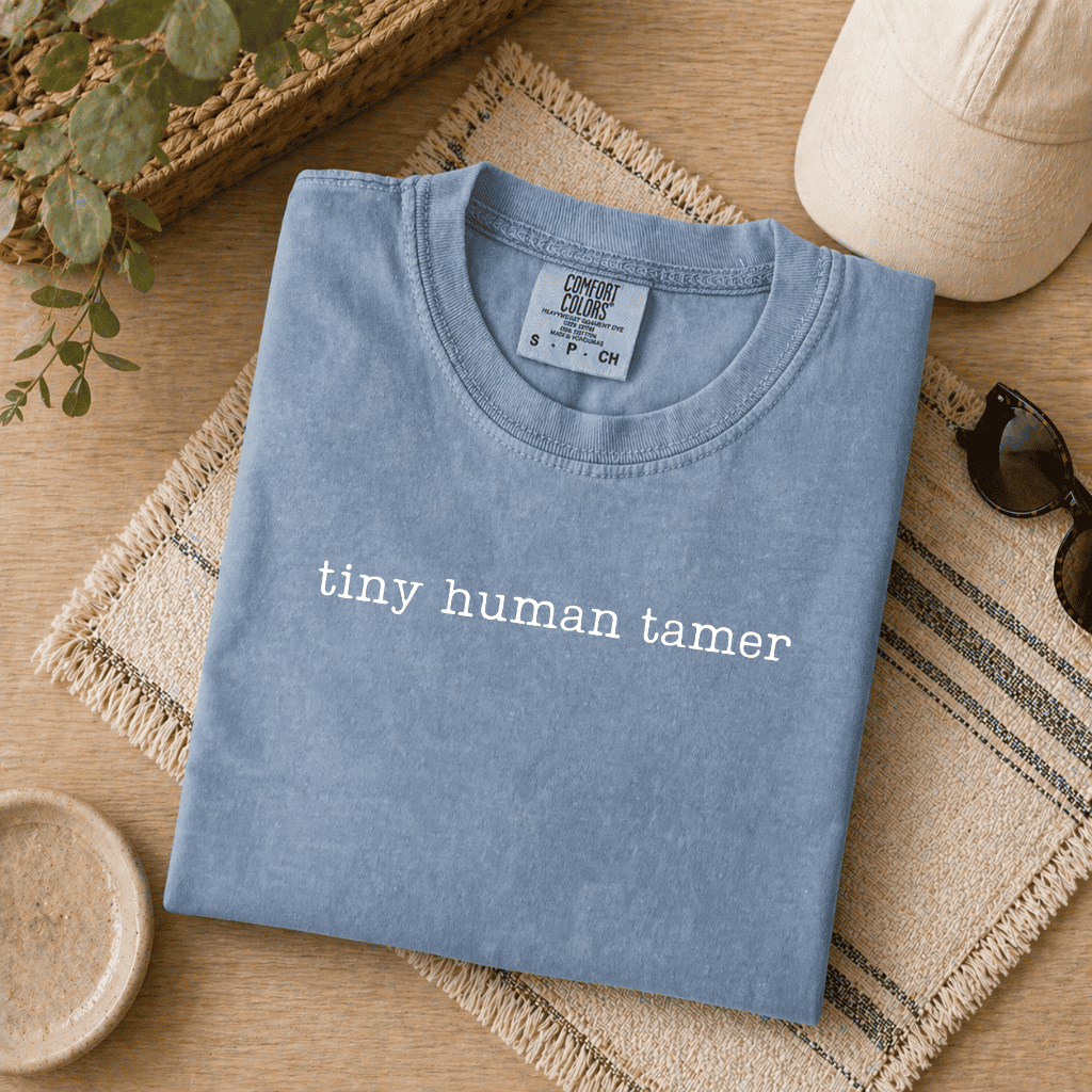Tiny Human Tamer Comfort Colors Shirt – Daycare Kindergarten Teacher Gift, Preschool Teacher - back view